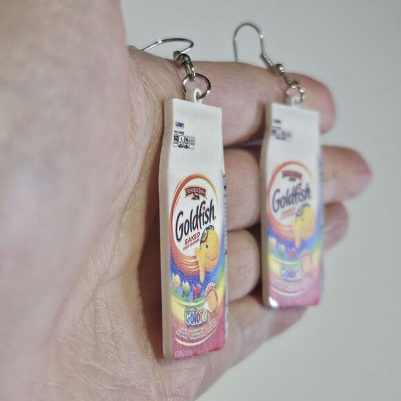 Drop Dangle Pierced Earrings Goldfish Colors Crackers Costume Jewelry Novelty - Picture 3 of 13